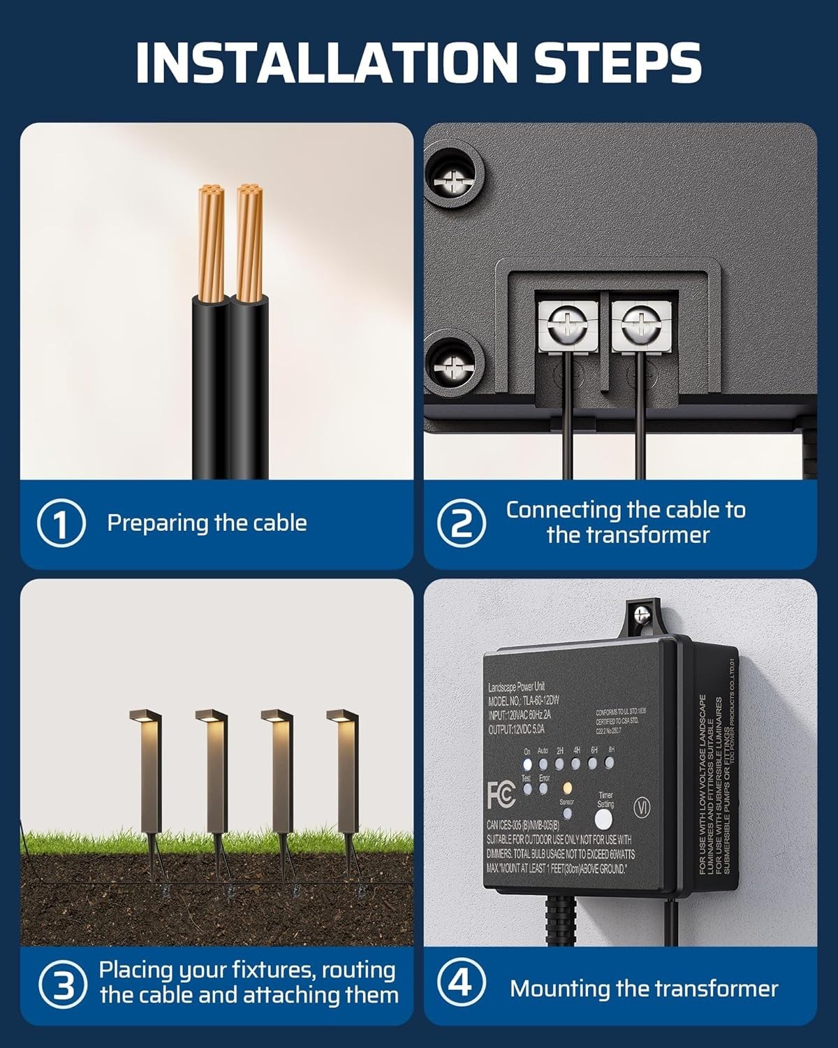 Outdoor Low Voltage Transformer with Timer & Photocell