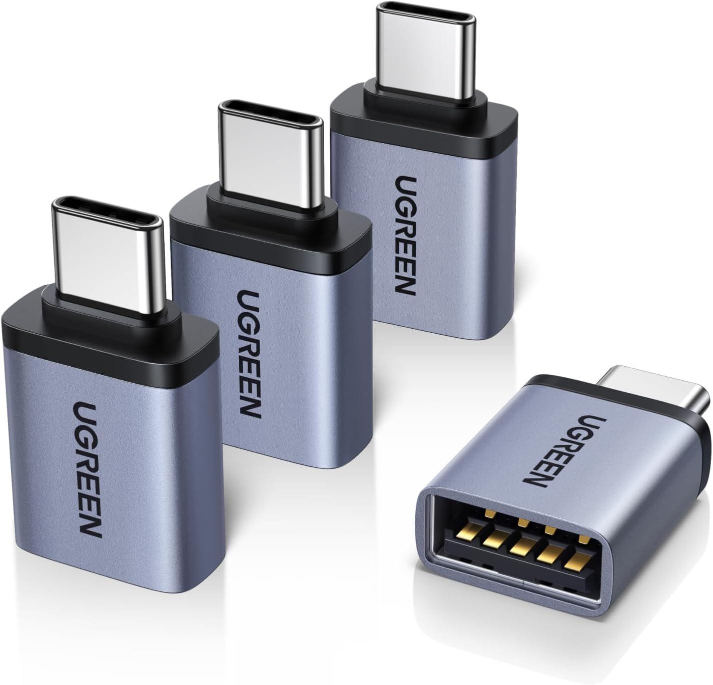UGREEN 10Gbps USB C to USB Adapter 4 Pack, Aluminum USB C Male to USB 3.2 Female