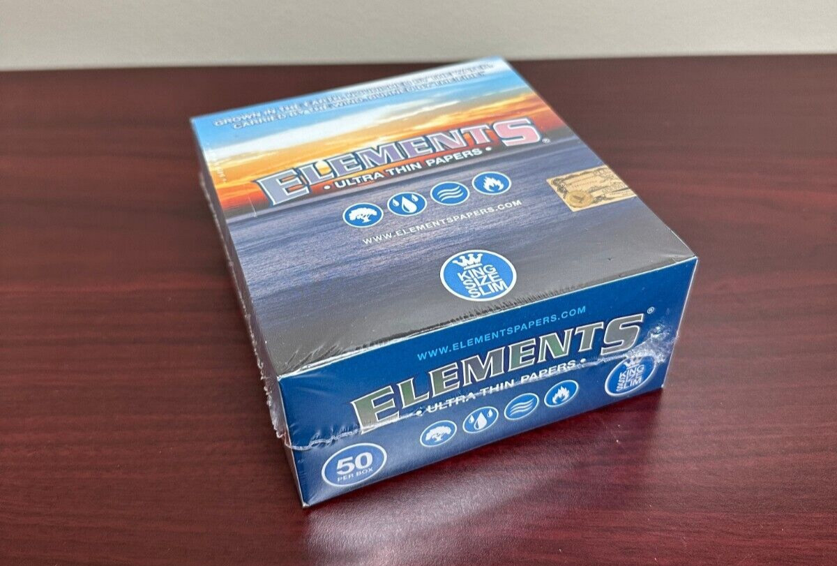 ELEMENTS KING SIZE SLIM ULTRA THIN RICE BLEND ROLLING PAPER 50ct BOOKLETS