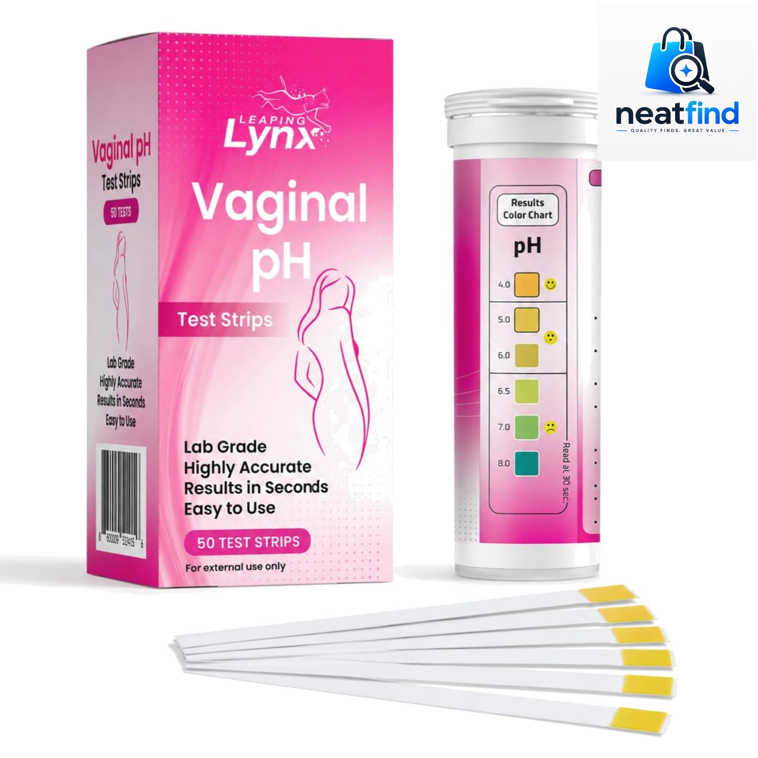 Vaginal pH  Strips for Women – 50 Count | BV, Yeast & UTI Risk Screening | pH...