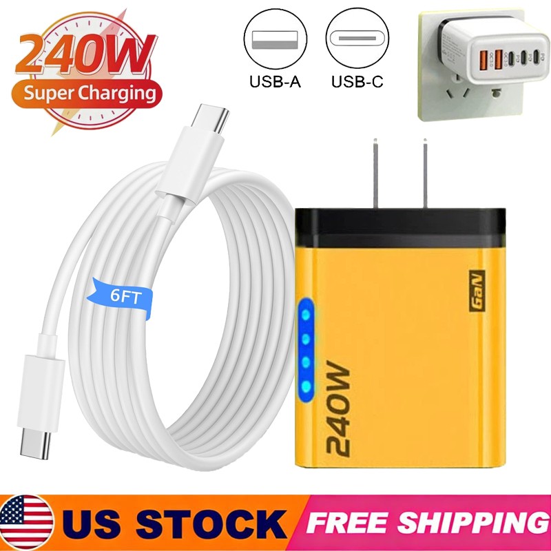 240W Super Fast Charging USB Type C Wall Charger For Samsung Galaxy A17 A36 A56