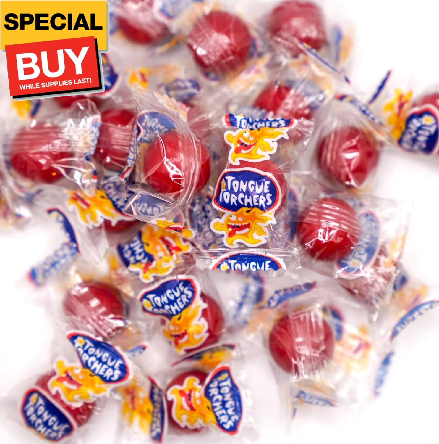 Tongue Torchers Hot Spicy Cinnamon Hard Candy - 100 Fiery Red Hot Individually W