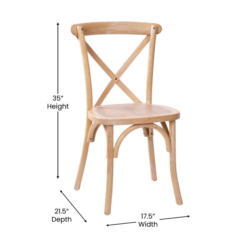 10 PACK Cross Back Driftwood Wood Restaurant Dining Chair - FREE SEAT CUSHIONS