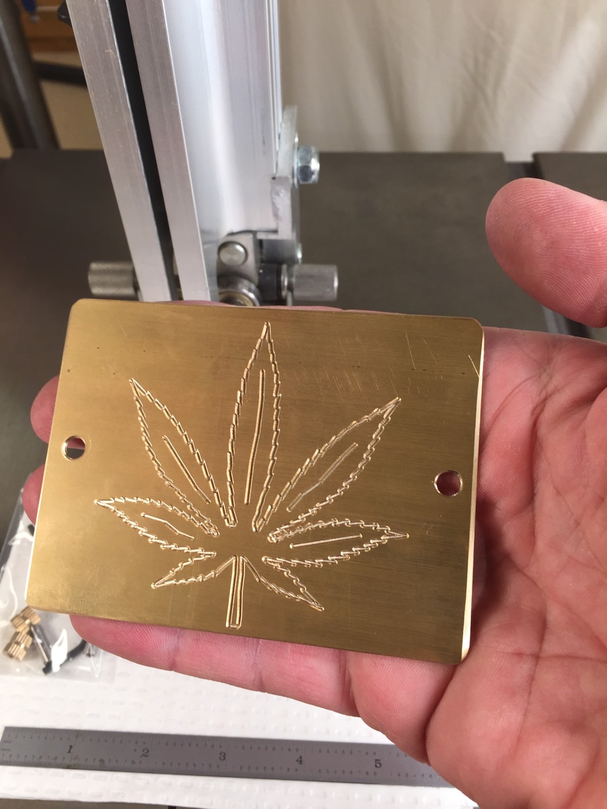 MEDIUM POT LEAF MARIJUANA SOLID BRASS ENGRAVING PLATE FOR NEW HERMES FONT TRAY