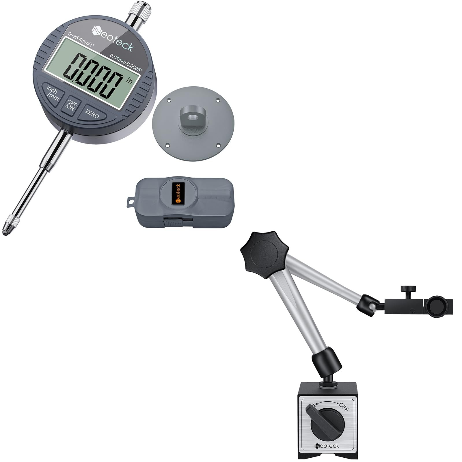 Neoteck 1''/25.4mm Digital Indicator+ 176lbs/80KG Magnetic Base