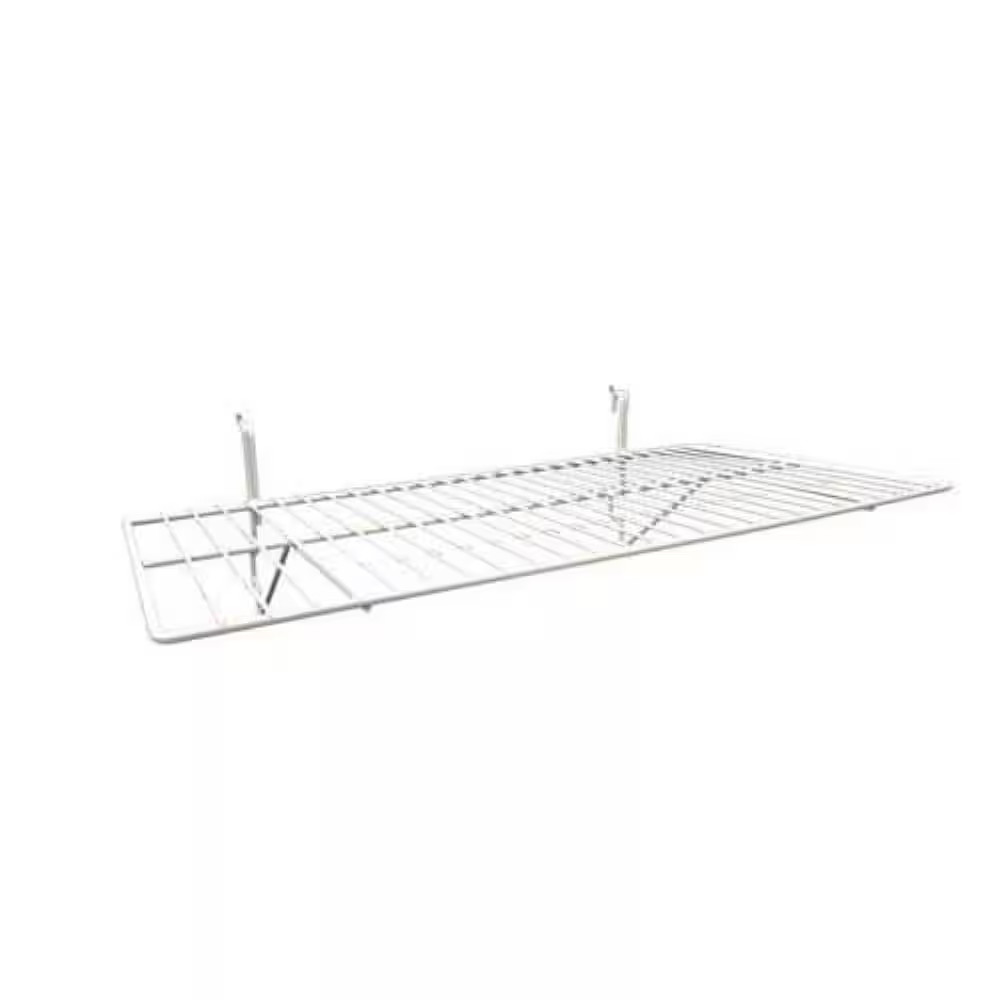 24 In. L X 12 In. D. White Wire Slatwall/Gridwall/Pegboard Shelves (6-Pack)