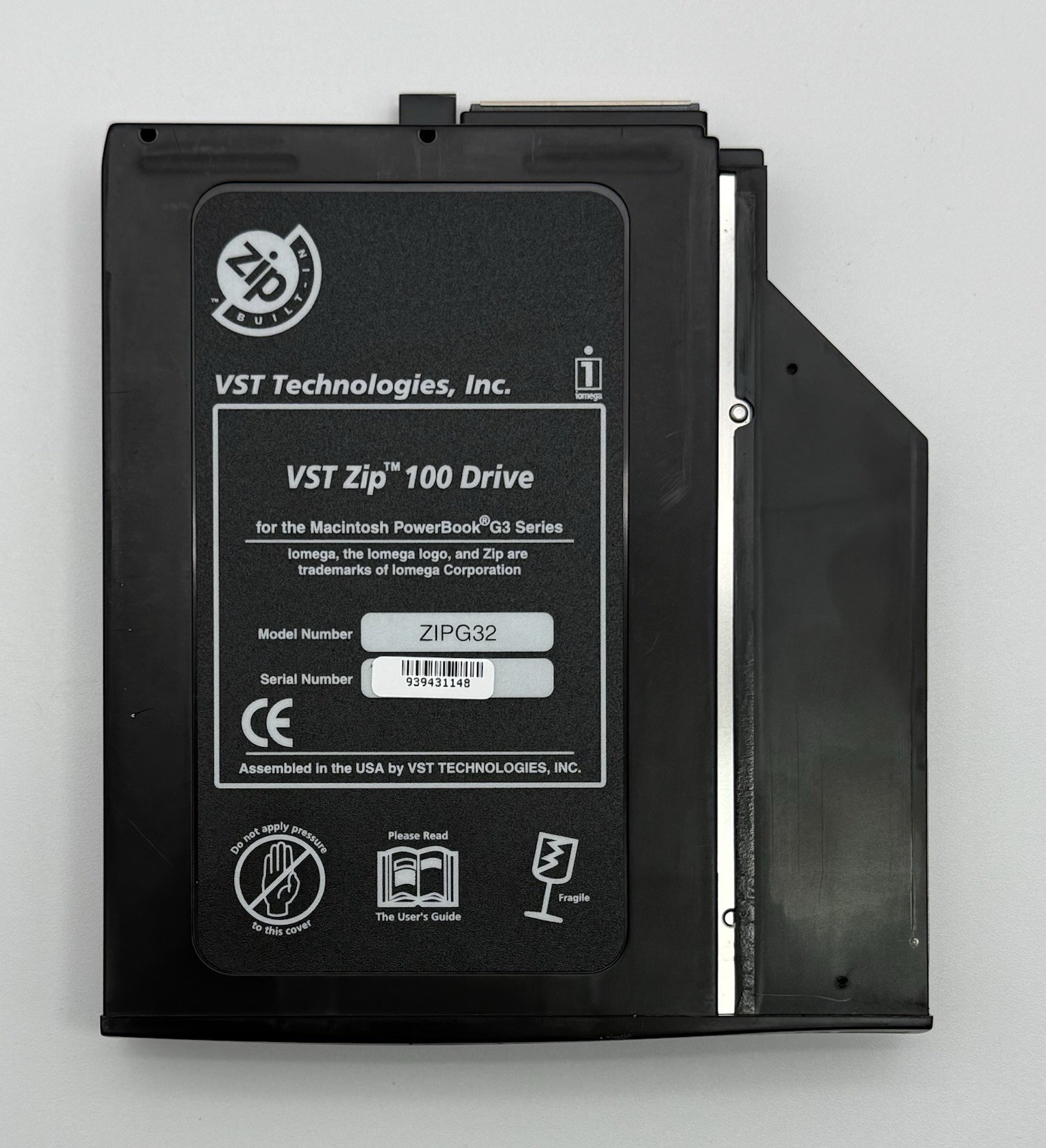 Vintage VST Iomega Zip 100 Drive ZIPG3 for G3 Series PowerBook Apple Macintosh