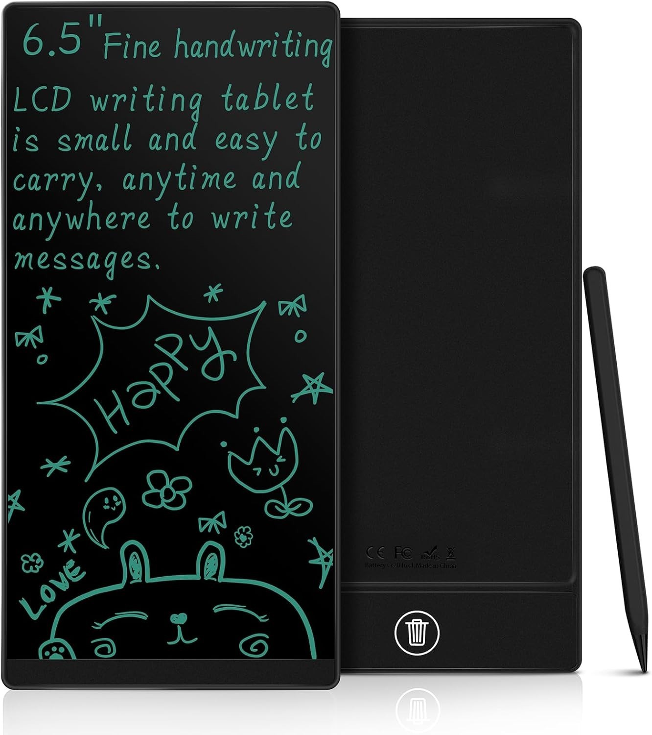 "LCD Writing Tablet for Adult: 6.5 Inch Mini Full Screen Drawing Board Reusable