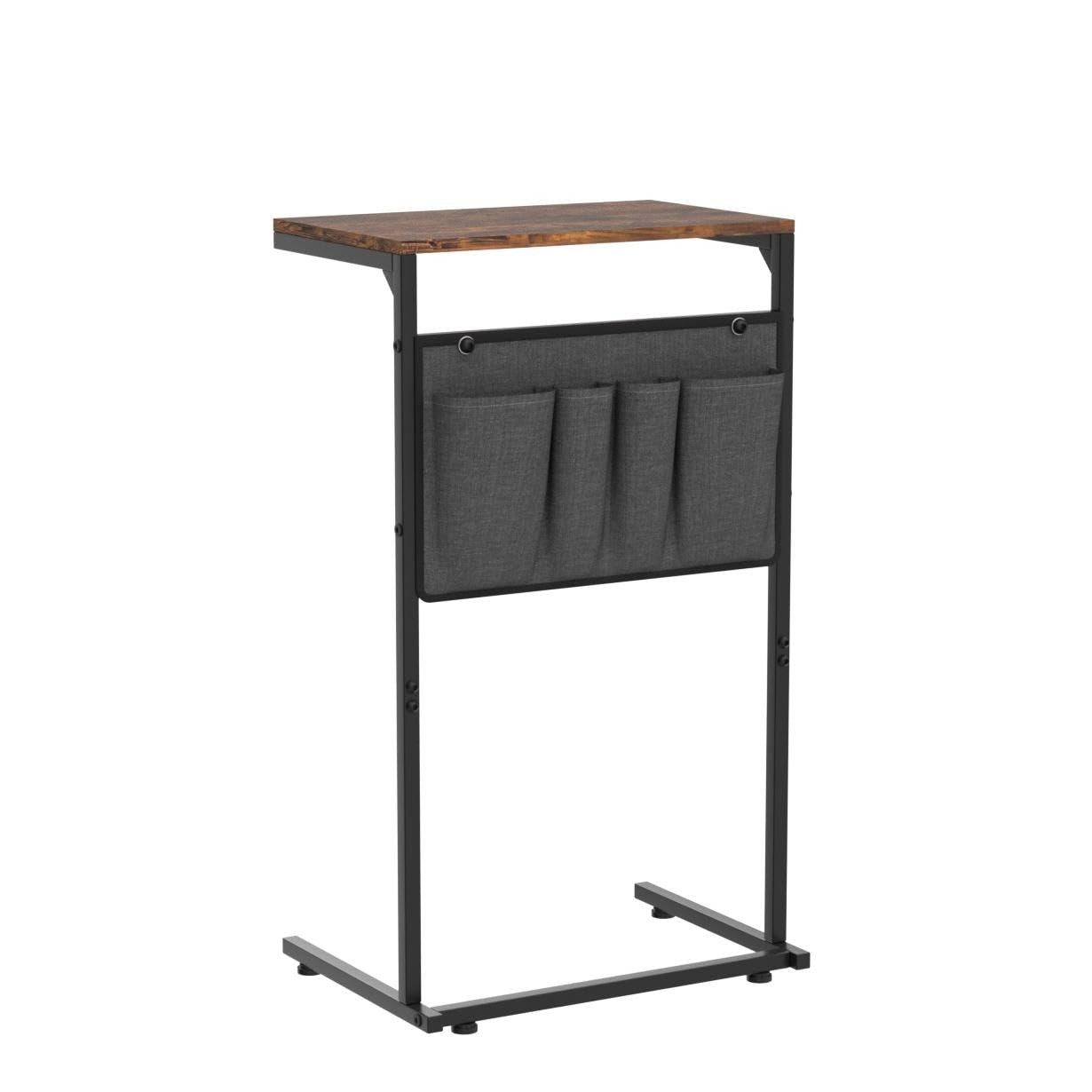 C Shaped End Table, Small Side Table for Couch and Recliner, Slide Under Sofa...