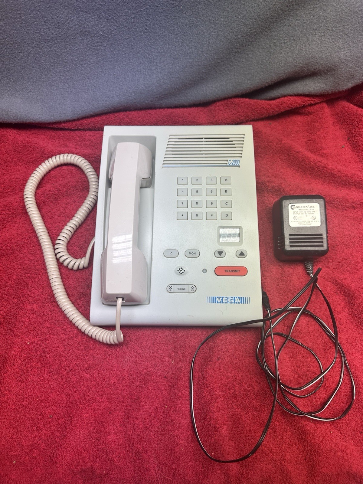 VEGA TELEX C-2000 Tone Radio Phone Console Dispatch Base w Handset Power Supply