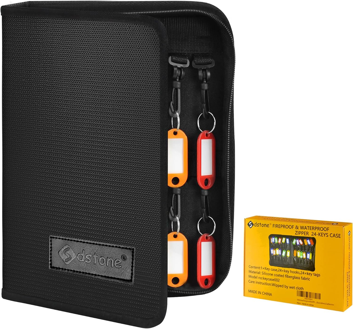 Portable Zippered Key Organizer,Fireproof and Waterproof Key Binder with 24 Key