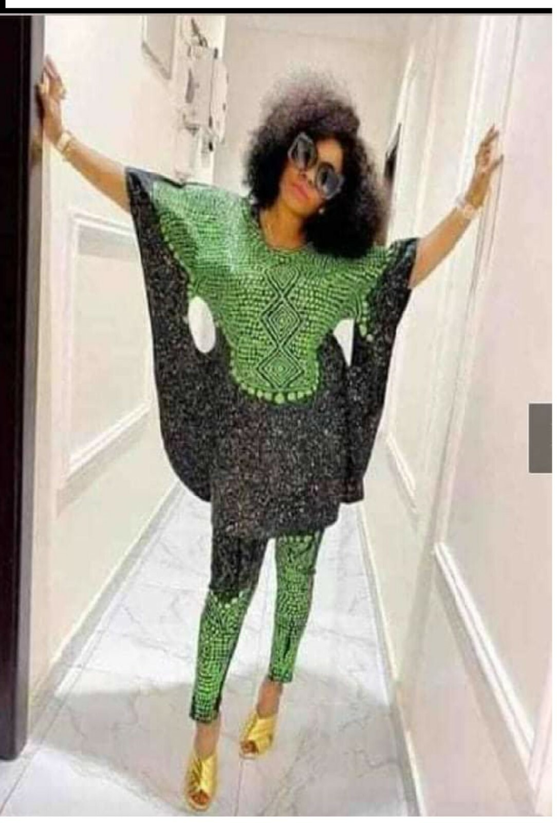 African Batik Boubou & leggings Outfit Set. Fits M, L, XL, XXL