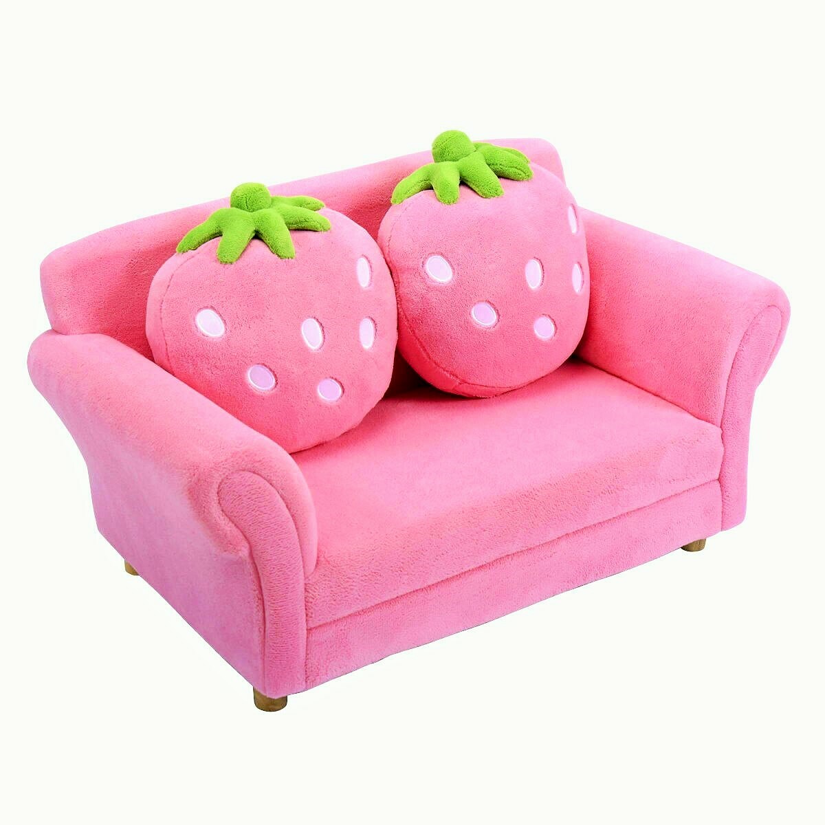 Kids Sofa Armrest Chair Children Couch Pink Strawberry Pillow Toddler Lounge Bed
