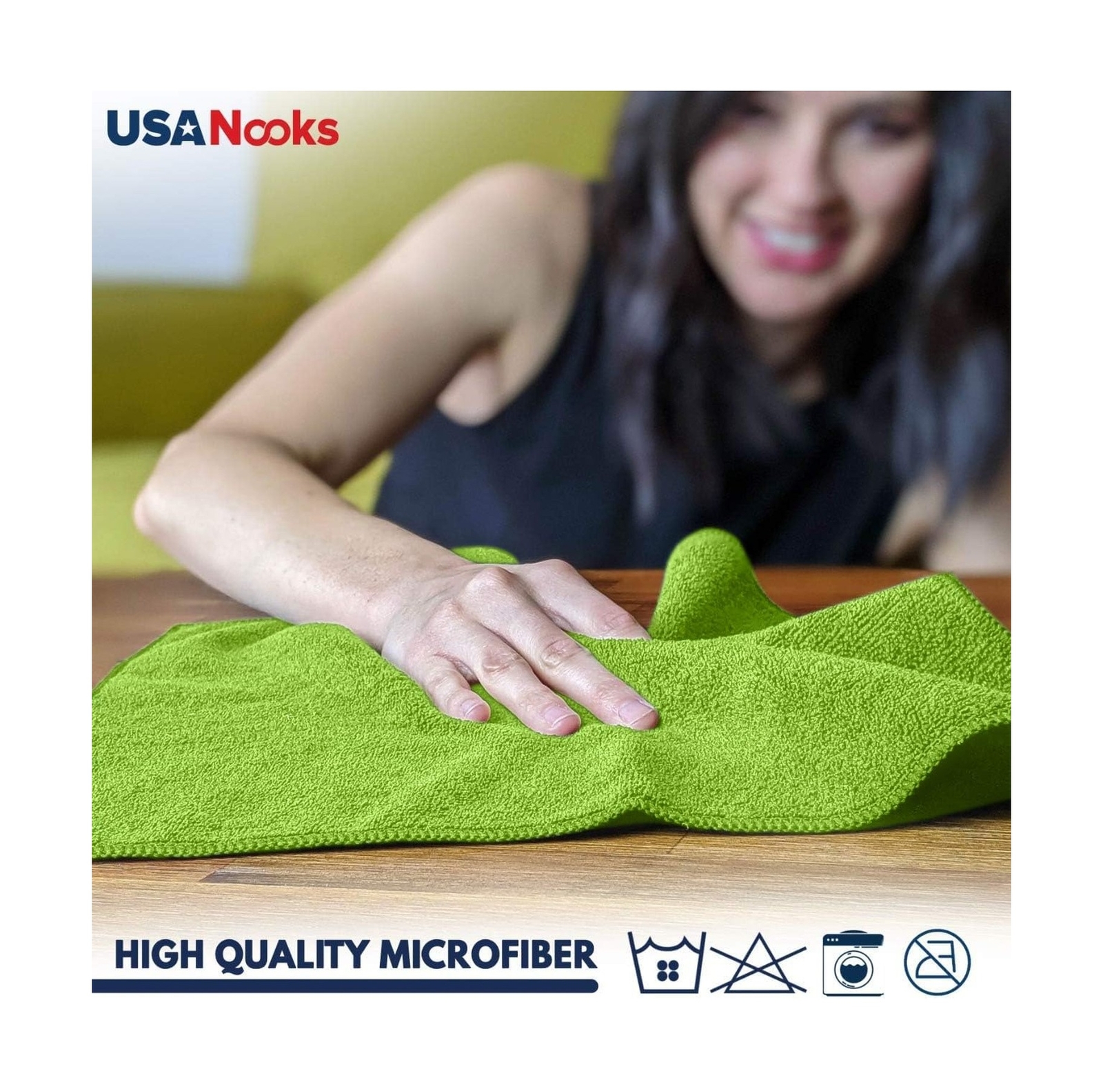 Microfiber Cleaning Cloth Light Green - 12 Pcs 12.5"x12.5" - High Performance...