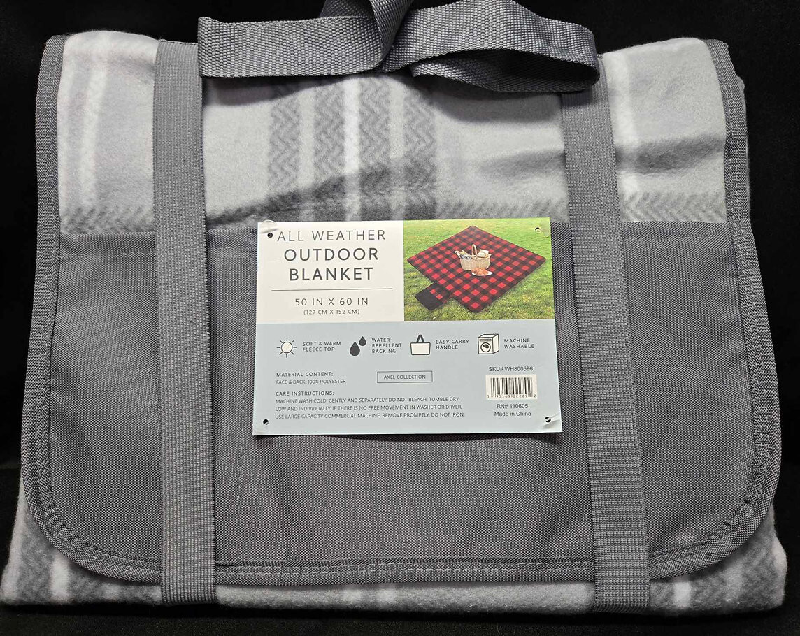 All Weather Outdoor Waterproof Blanket, Grey, 50"x 60", 100% Polyester