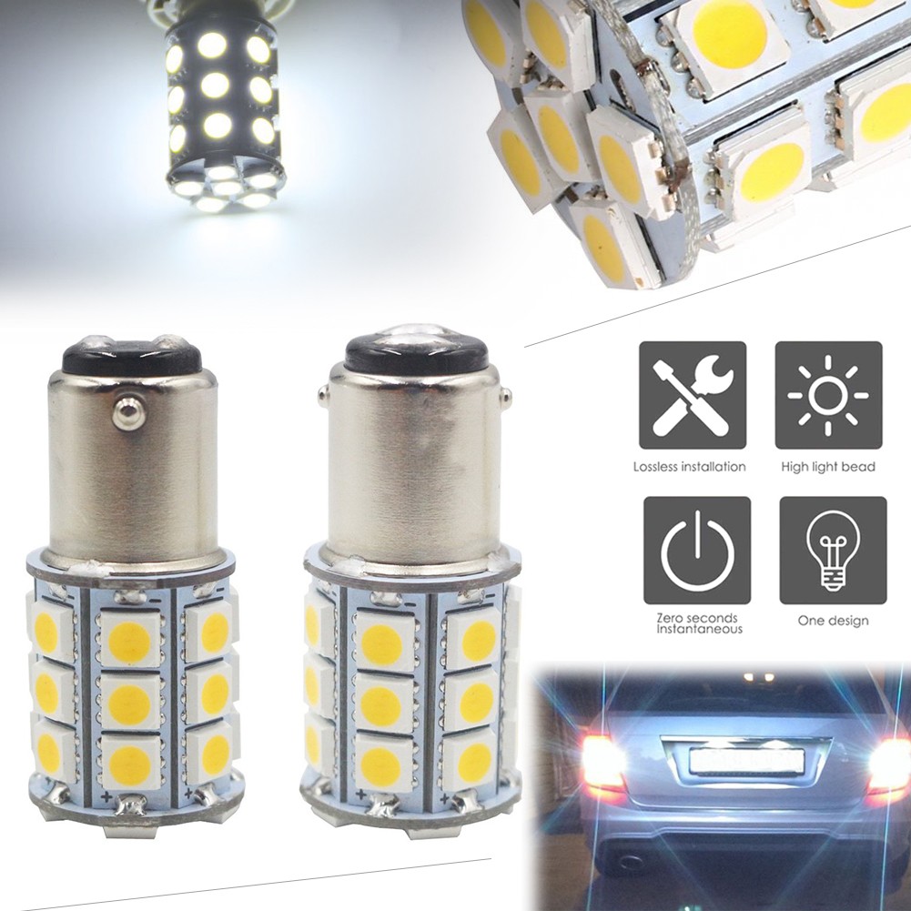Pair 27-SMD BA15D Cabin Marine Boat Interior Light Bulb 1004 1076 1142 White