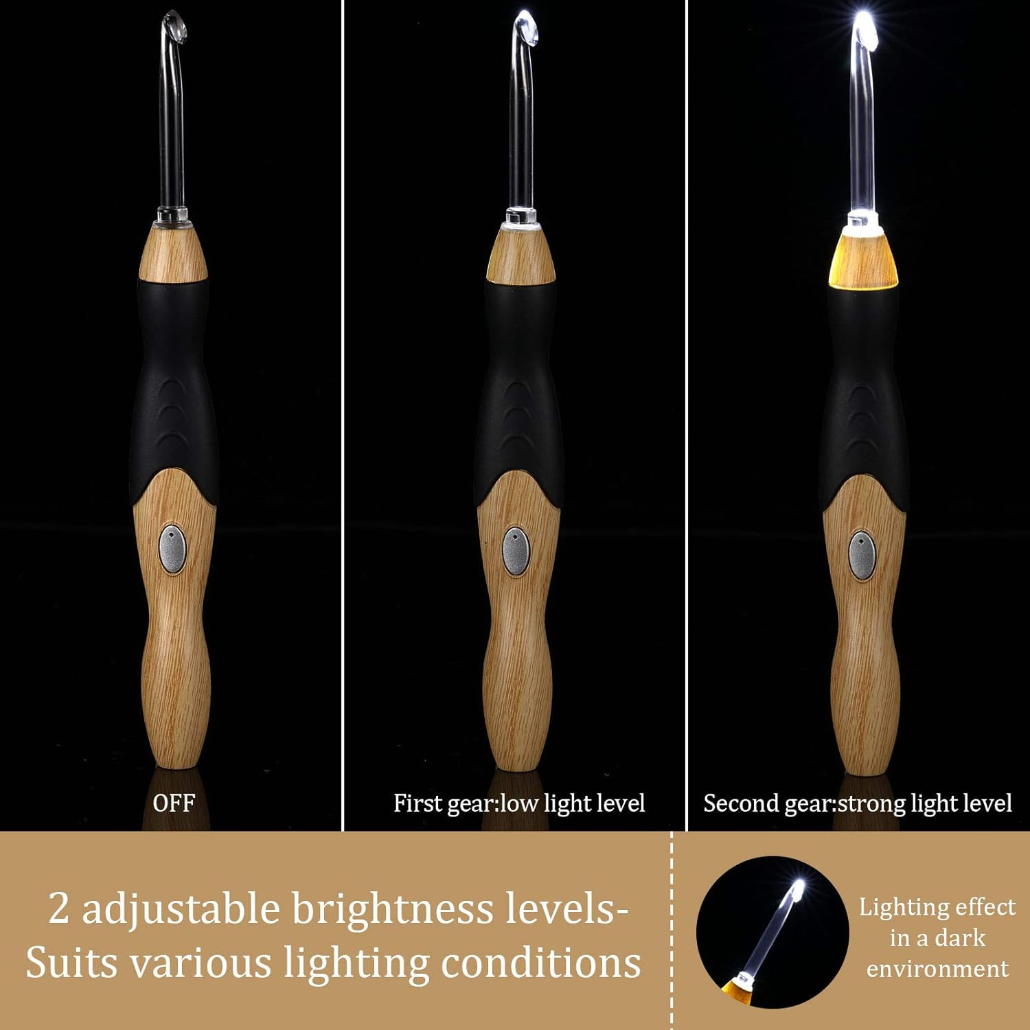 11 Sizes Lighted Crochet Hooks Set Rechargeable Crochet Hook Light up Hooks with