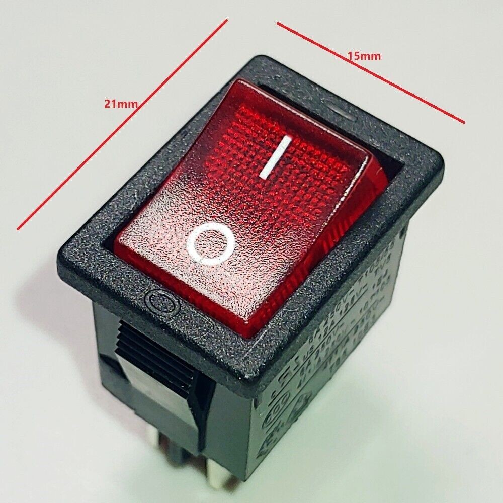 LIGHT COUNTRY R19 Rocker Switch 4 Pins 2 Positions 6A 250VAC T105/55 Red Lamp