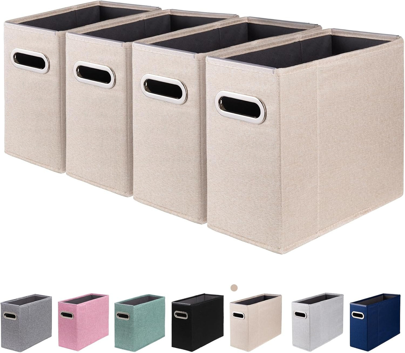 Letter Size File Organizer, Fabric Storage Box with Metal Handles, Collapsible