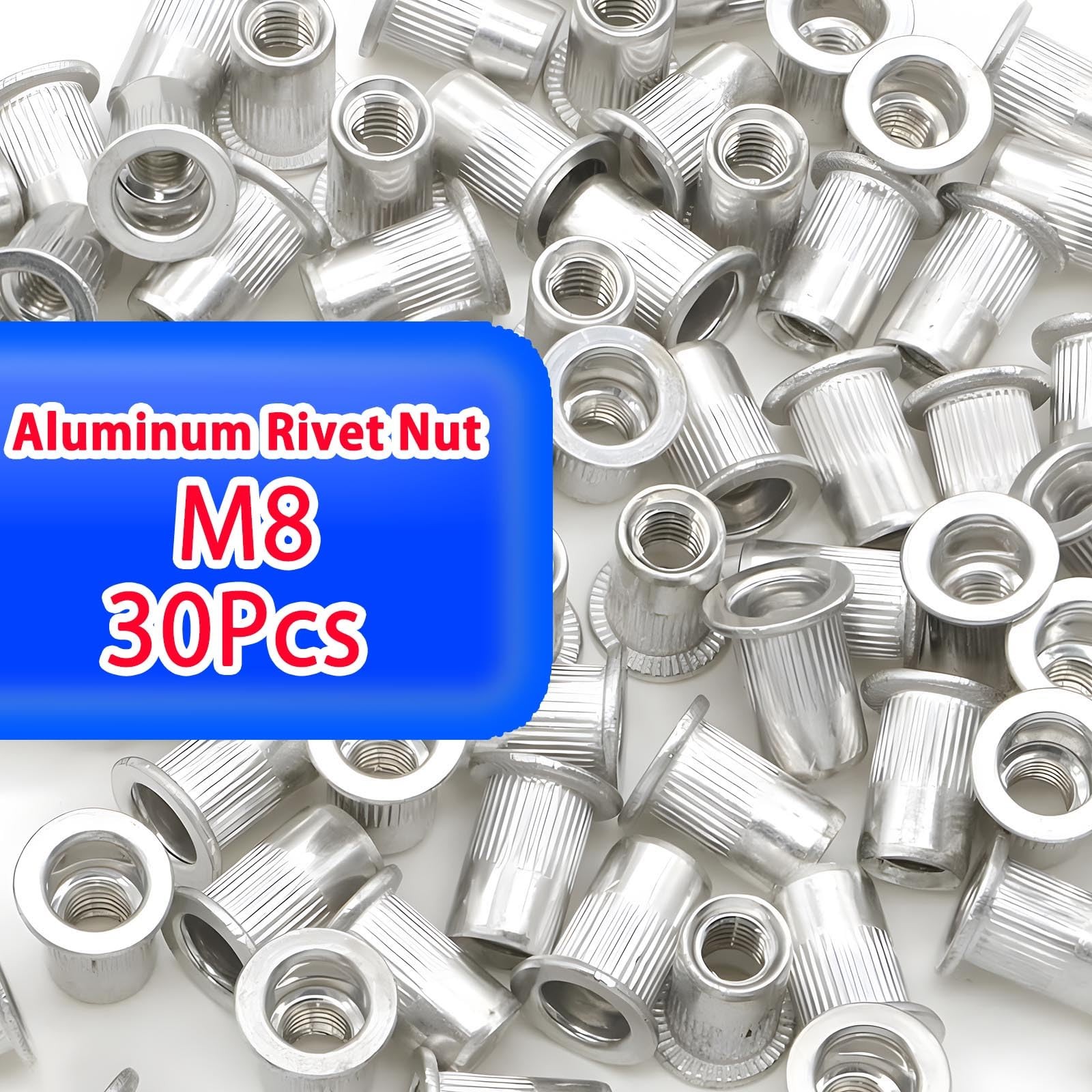 30Pcs Rivet Nuts with Tool - Easy Install Aluminum Rustproof Rivnut Kit
