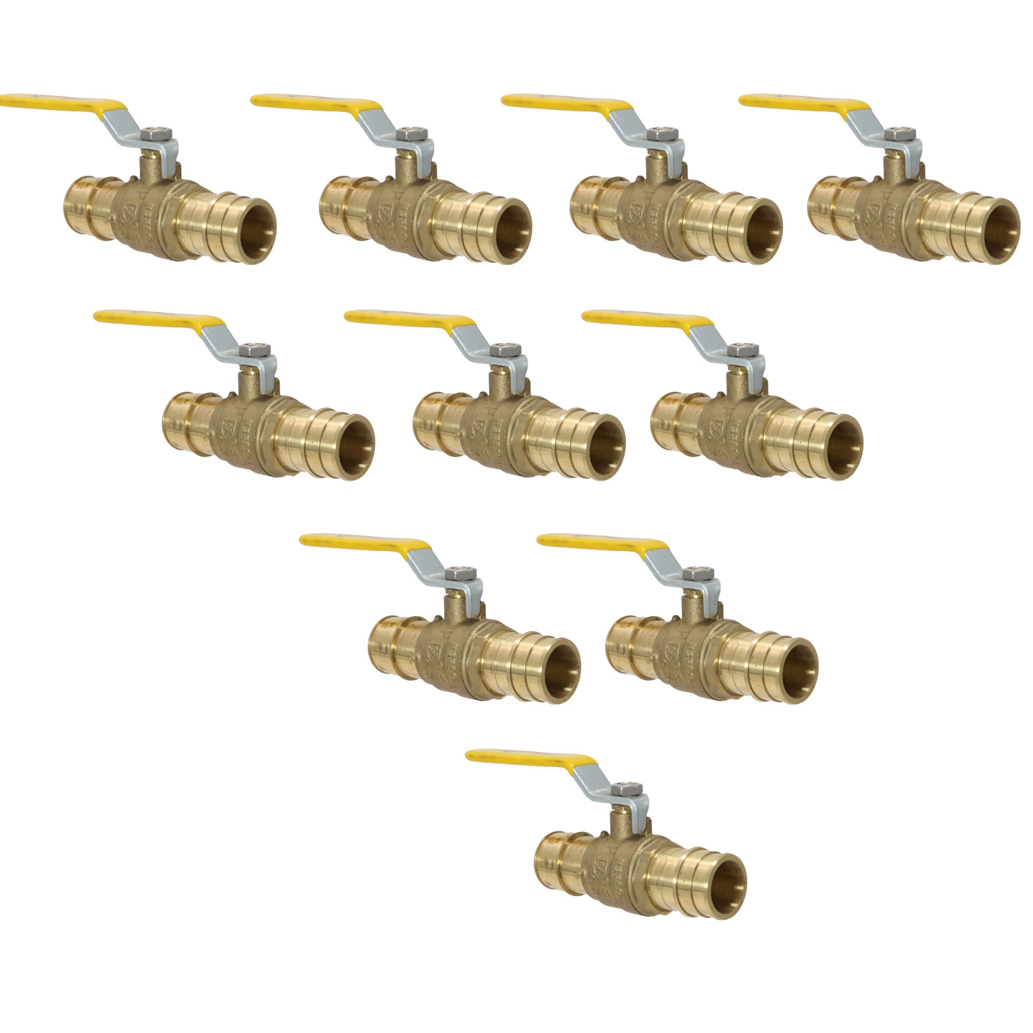 10 Pack XFITTING 1" X 1" Pex A Ball Valve , Brass , F1960 ,Expansion Ball Valve