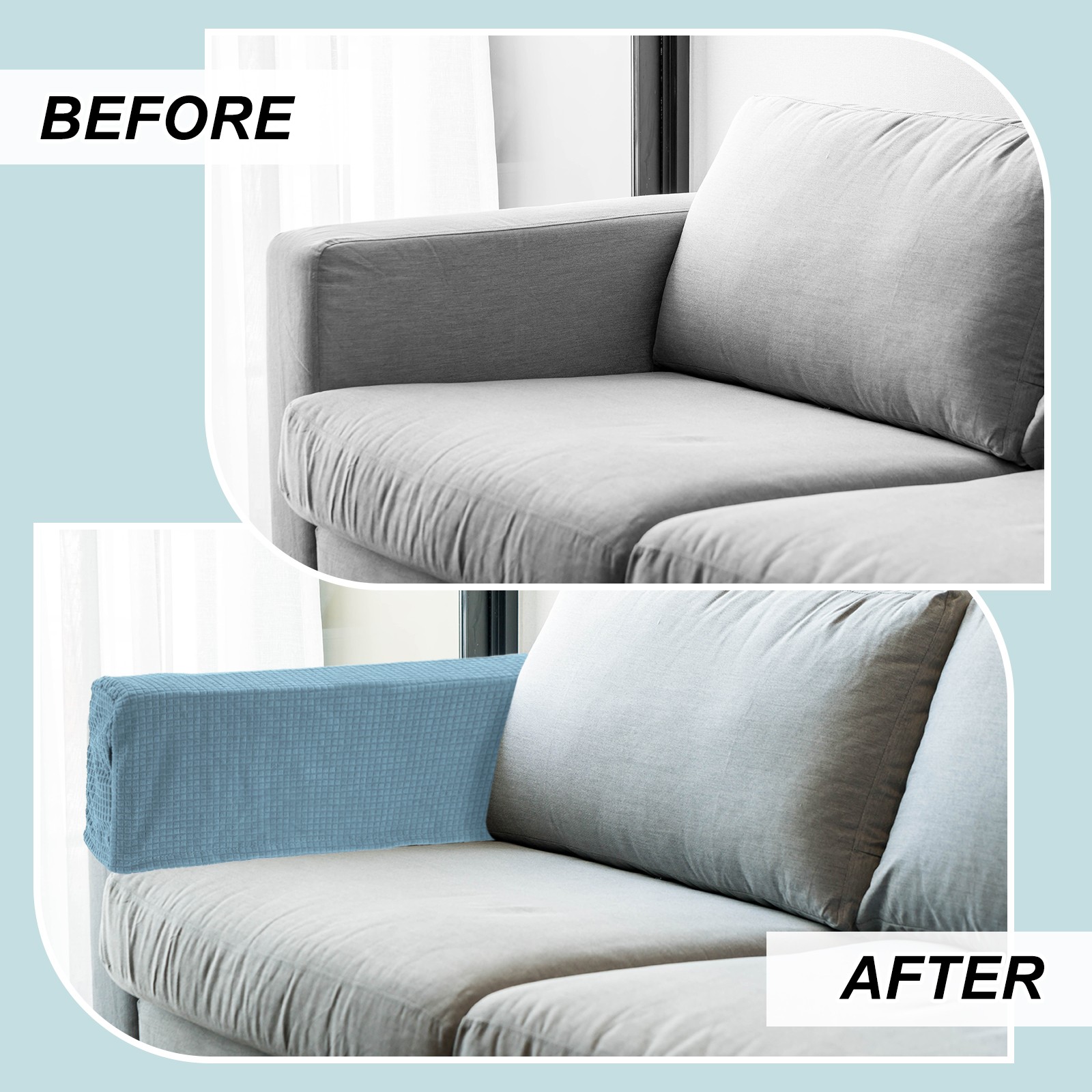 4Pcs Stretch Armrest Covers Polyester Couch Armchair Cover White