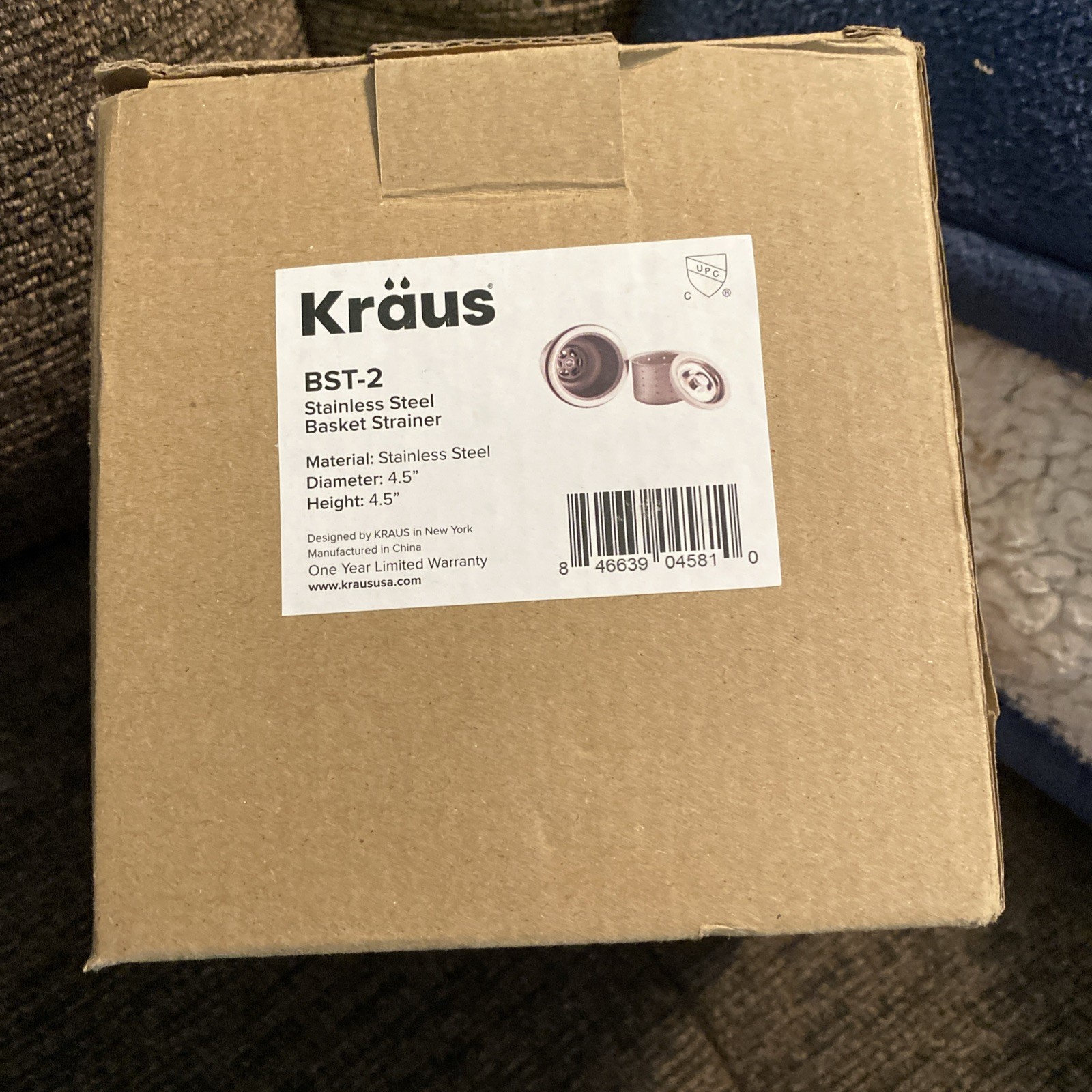 Kraus BST-2 Stainless Steel Kitchen Sink Strainer With Cover 4.5"