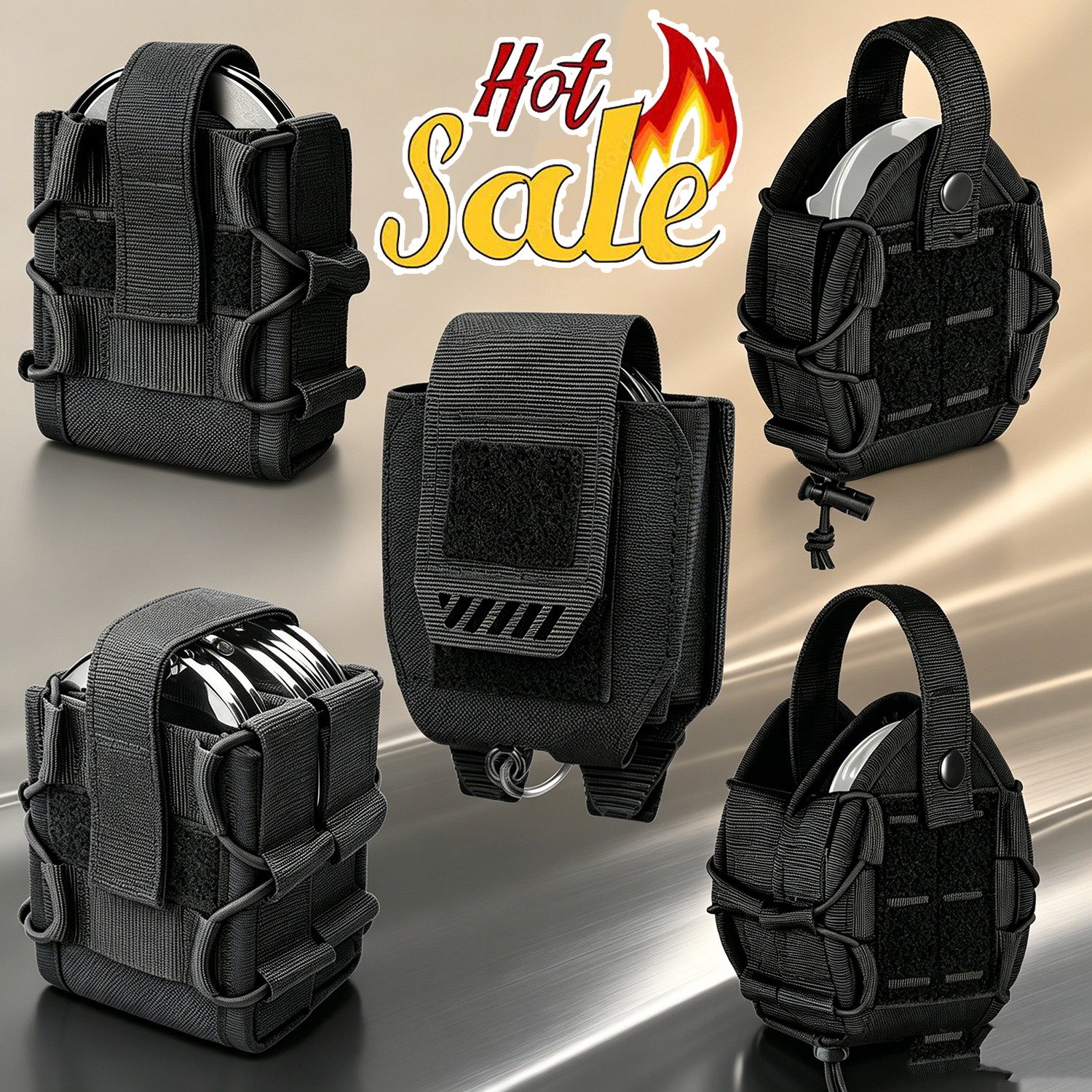 Tactical Molle Open Top Double & Single Handcuff Pouch for Duty Belt Handcuffs