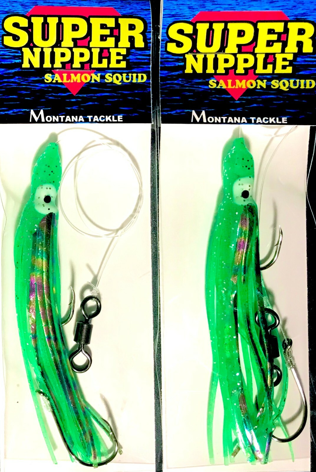 Montana Tackle Salmon Hoochies (2): UV "GREEN LASER"