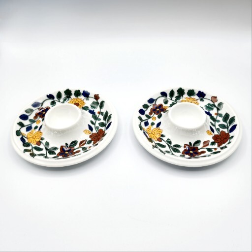 Thomas Germany Floral Egg Cups Saucer Style.  Set Of 2.