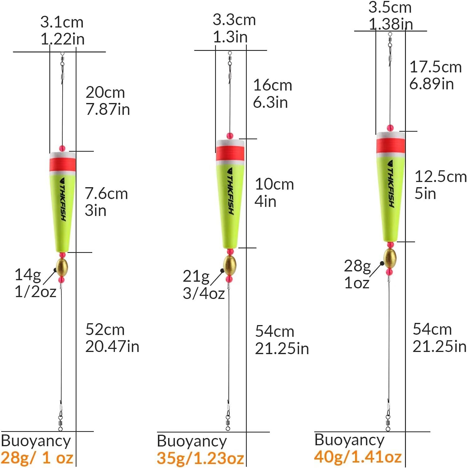 THKFISH Fishing Floats Bobbers Fishing Popping Cork Trout Float Rig Weighted Pop