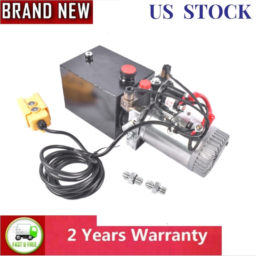 4 Quart Hydraulic Power Unit 12V Double Acting Hydraulic Dump Trailer Pump SAE#6