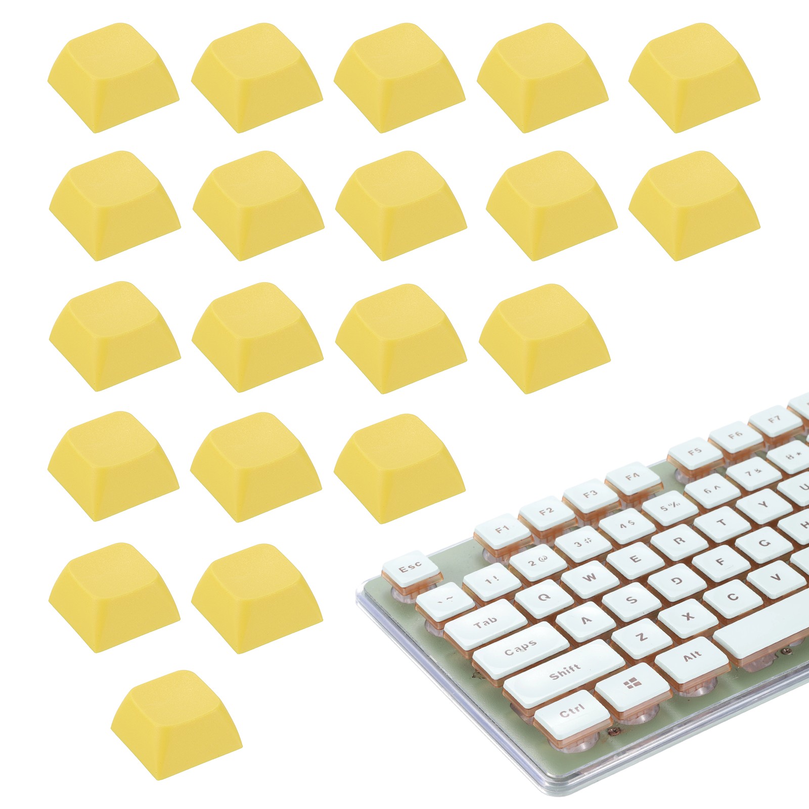 20Pcs XDA Profile Keycap Set PBT Mechanical Numeric Keypads, Yellow