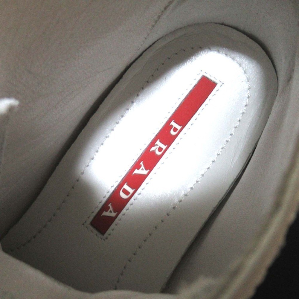 Prada Sport High Cut Sneakers Leather White Women's Size EU35.5/US5.5