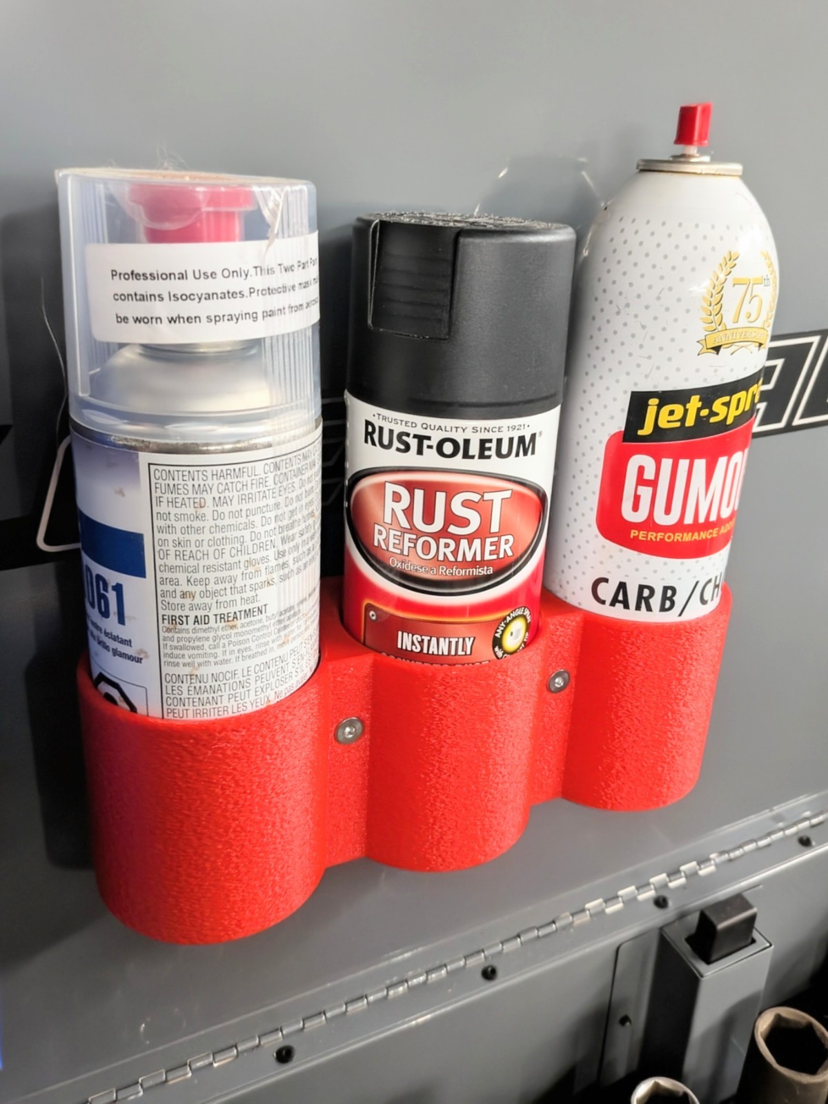 Magnetic 3 Can Holder - Textured 3D Printed - Hold Spray Cans - 12/16 Oz Cans