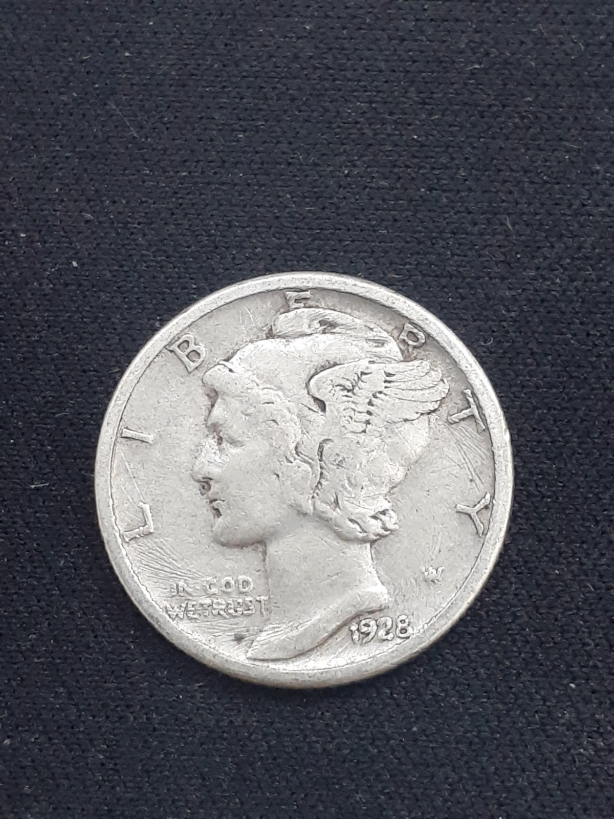 1928 S MERCURY DIME       SILVER    VF