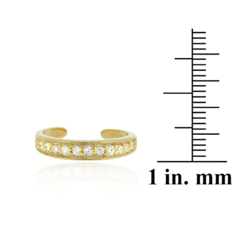 18K Gold Over Sterling Silver Channel-Set CZ Toe Ring