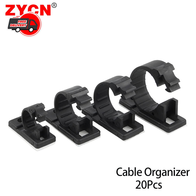 25X Cable Clips Adhesive Cord Management Organizer Wire Holders 0.5" Clamp Black