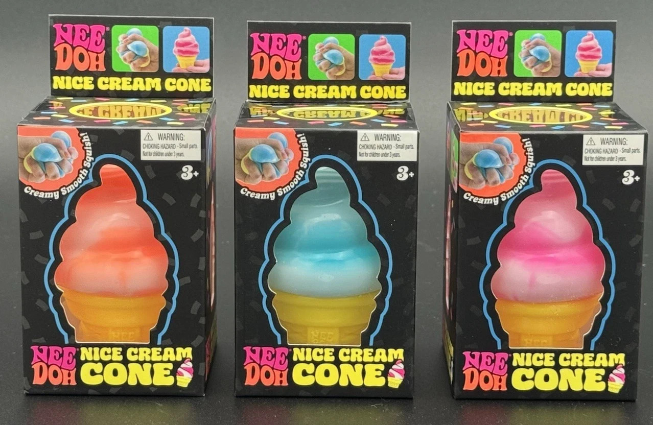 1pc-Nee Doh Nice Cream Cone Squishy- Pink, Blue And Orange New