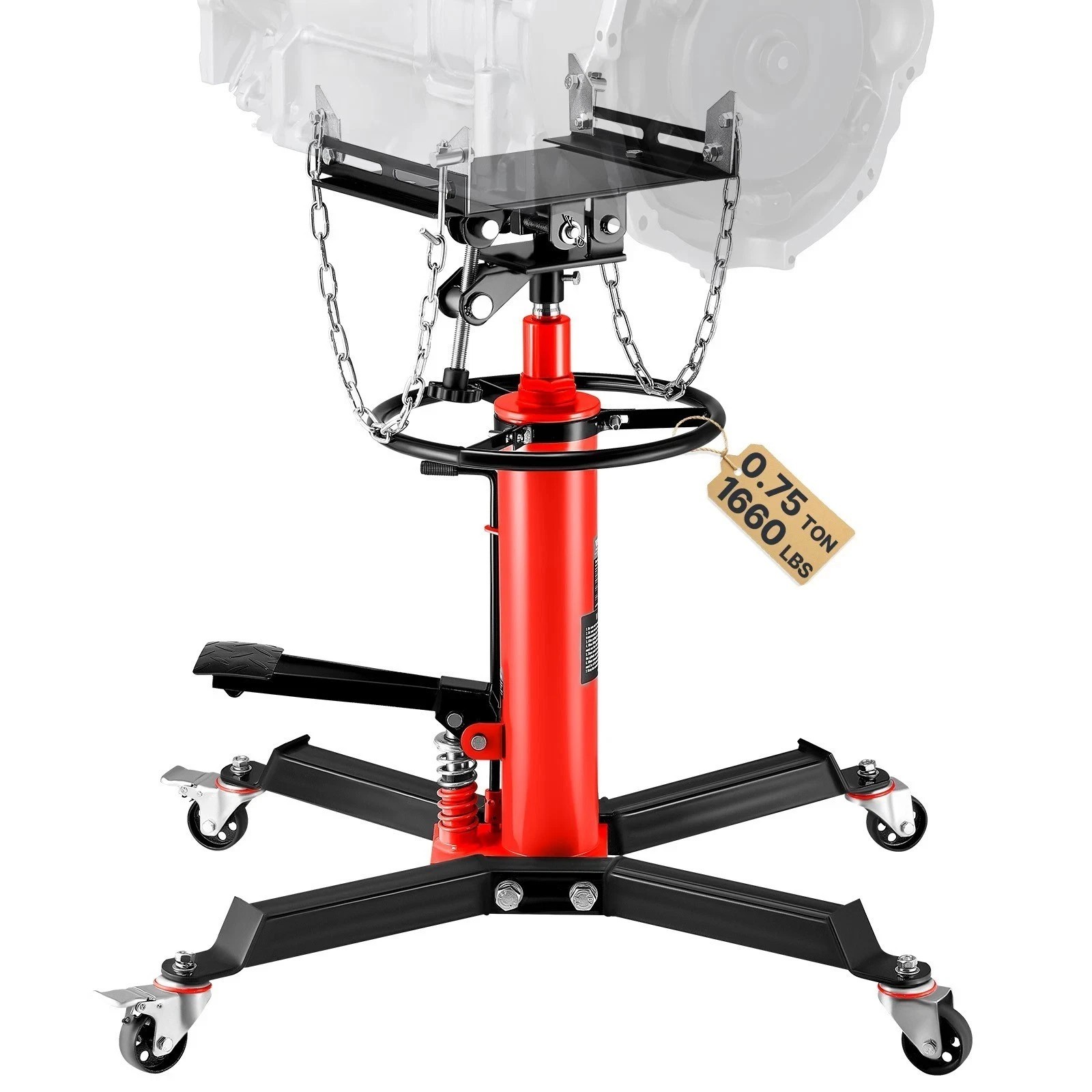1322-1660 LBS 2 Stage Hydraulic Transmission Jack w/360°Swivel Wheel Lift Hoist