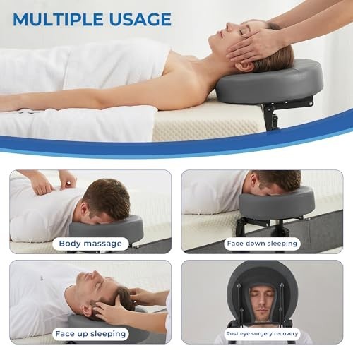 Adjustable Foldable Massage Headrest - Memory Foam Face Cradle for Bed, Portable