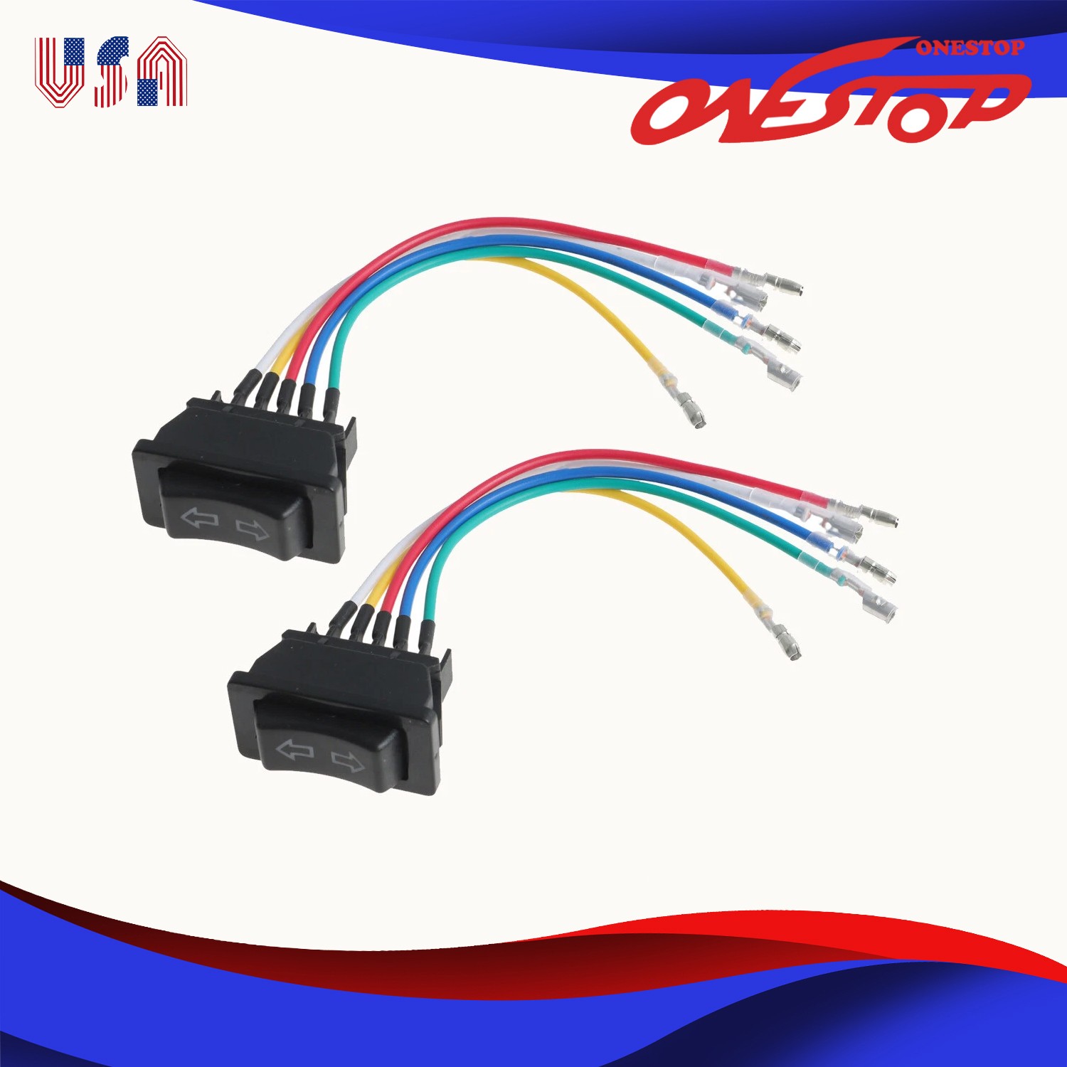 2X Car Window Power Window 5 Pins Wires Illuminated Rocker Switch Universal