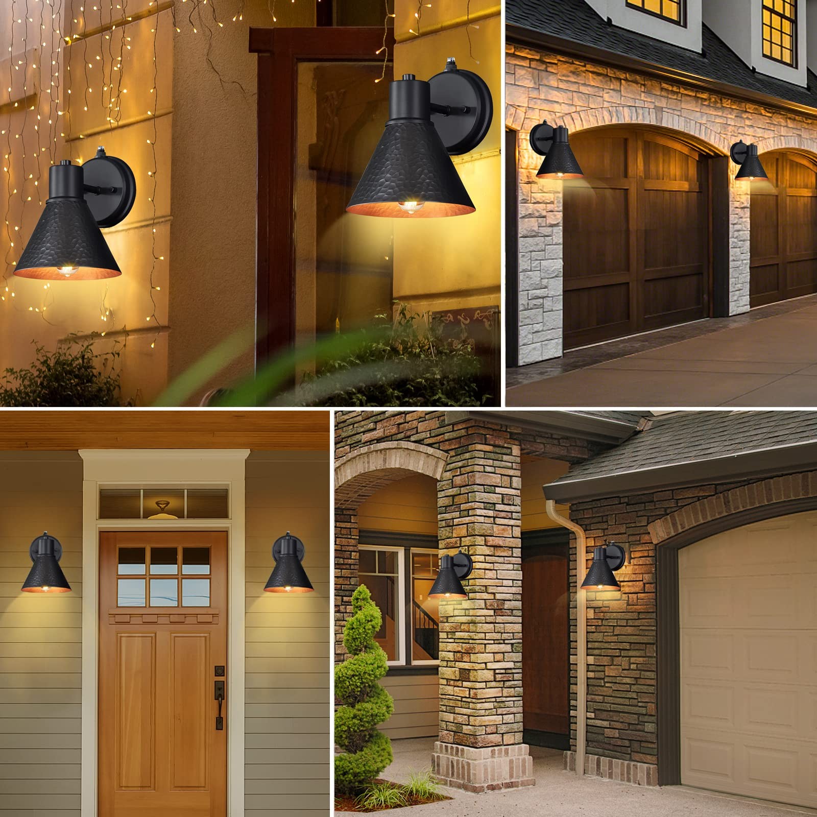 2 Pack Dusk to Dawn Outdoor Wall Sconces, Black Barn Light