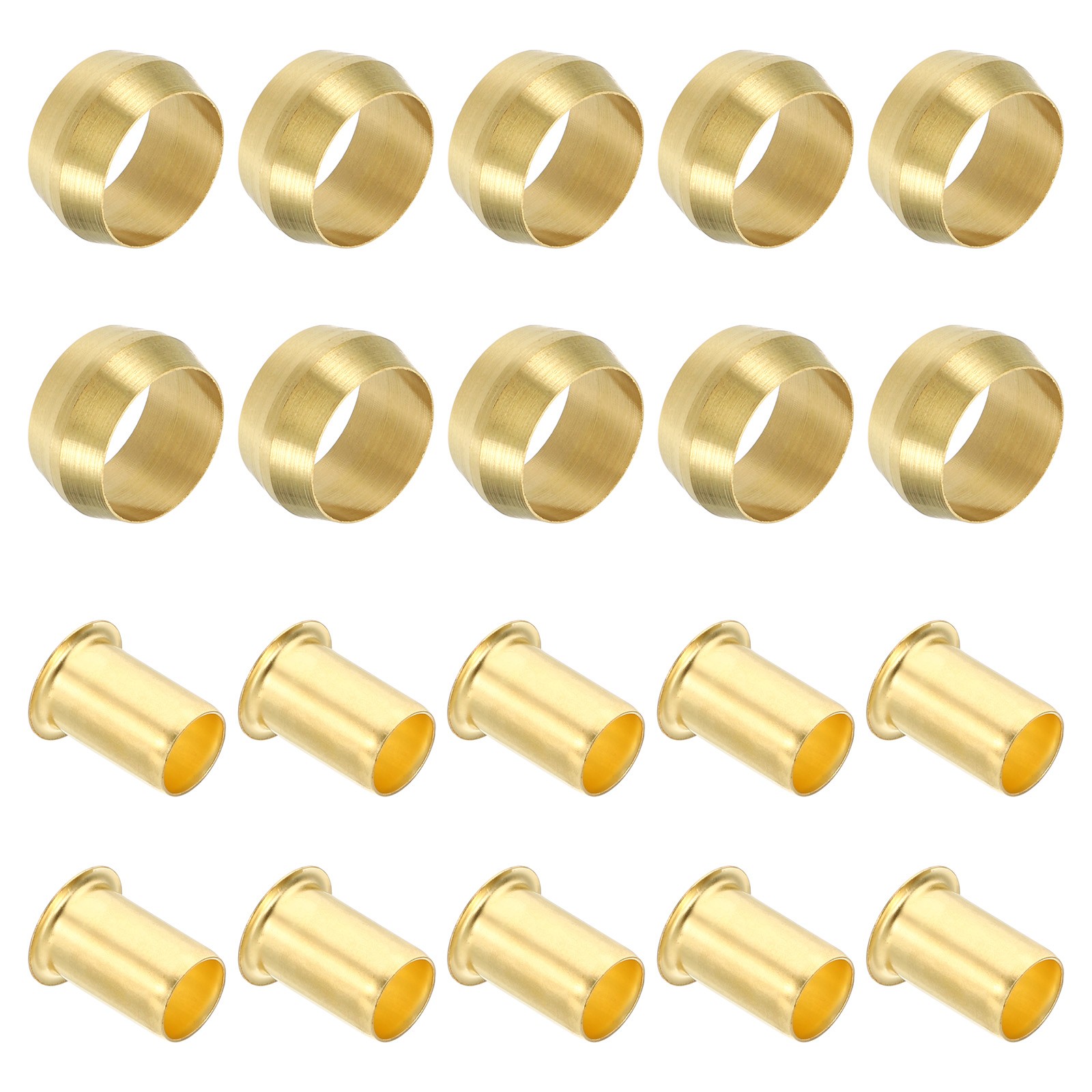 40 Pcs 12mm ID x 12mm OD Tube Brass Compression Sleeves Ferrules
