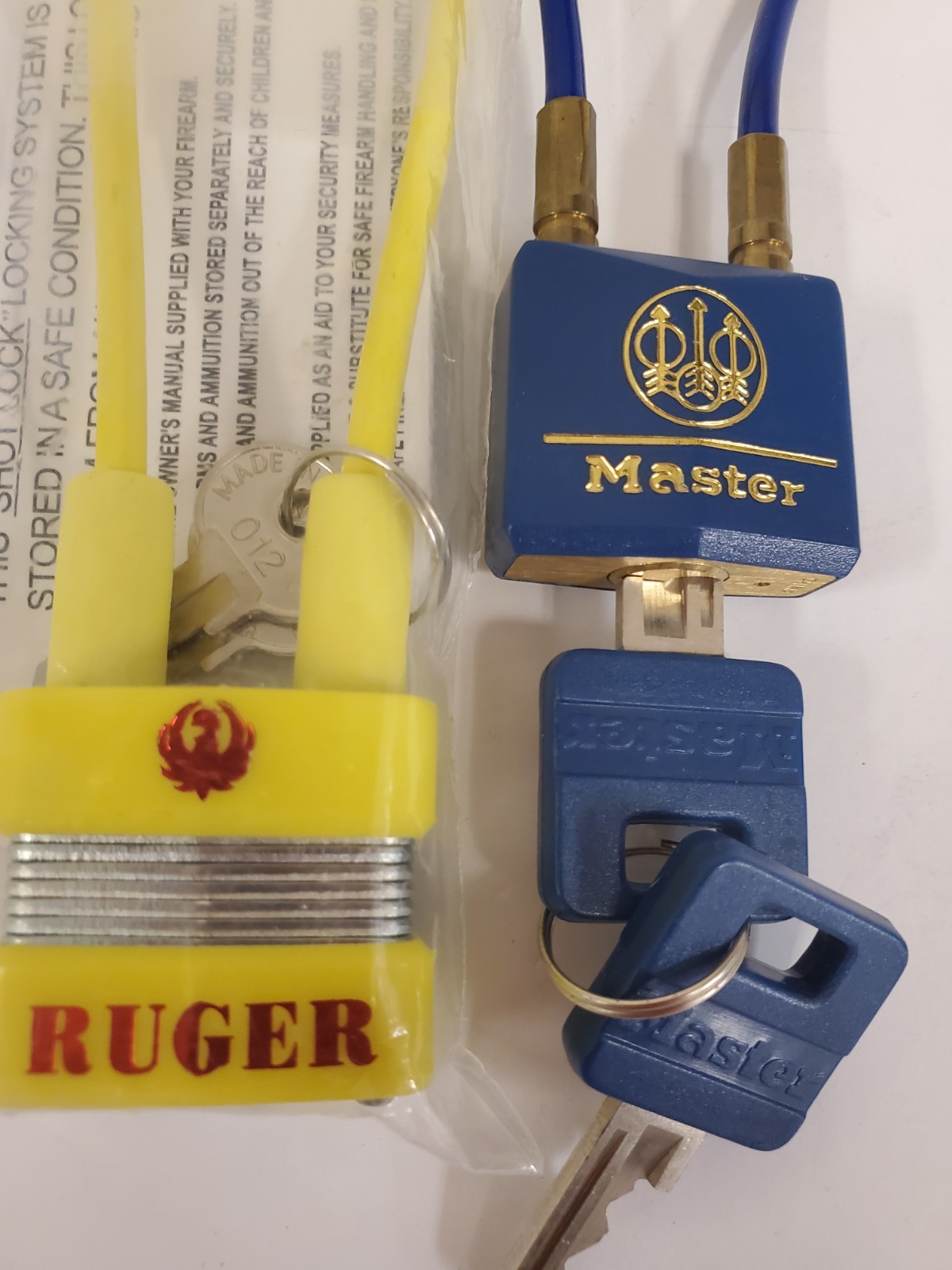 RUGER trigger lock new "shotlock" with keys & 1 Master cable gun lock with keys