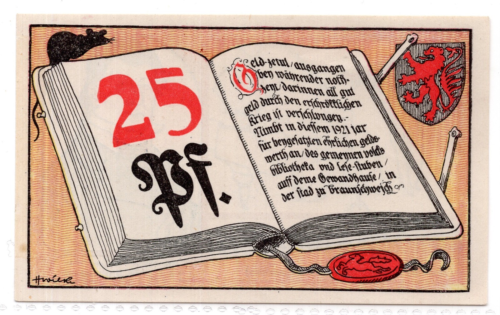1921 Germany Braunschweig Notgeld 25 Pfennig Note (2581)