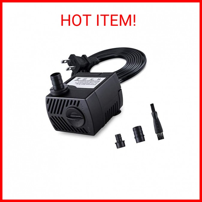 CWKJ Fountain Pump, 80GPH(4W 300L/H) Submersible Water Pump, Durable Outdoor Fou