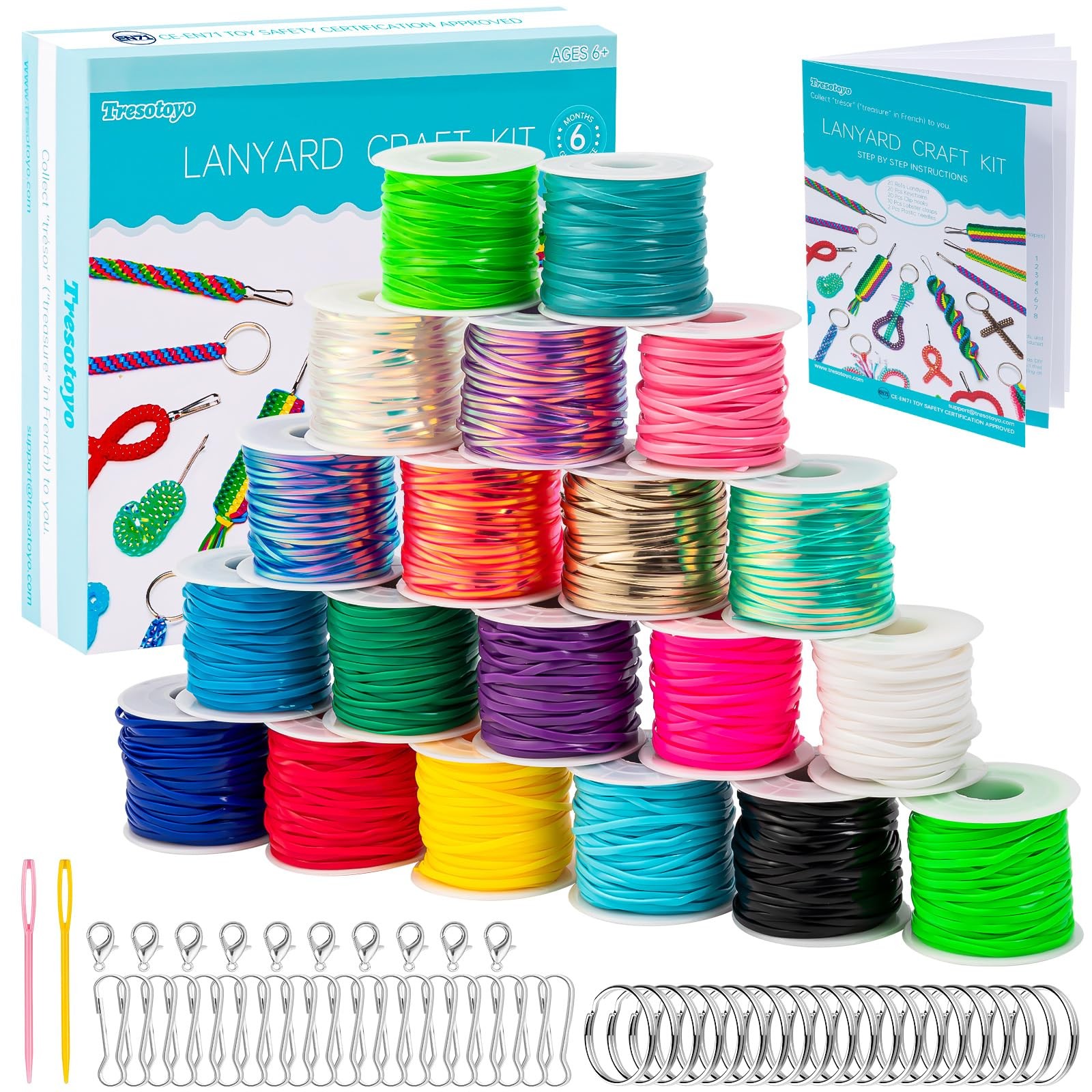 Lanyard String, 20 Rolls Gimp String, Plastic Strings Lacing Cord, Boondoggle...