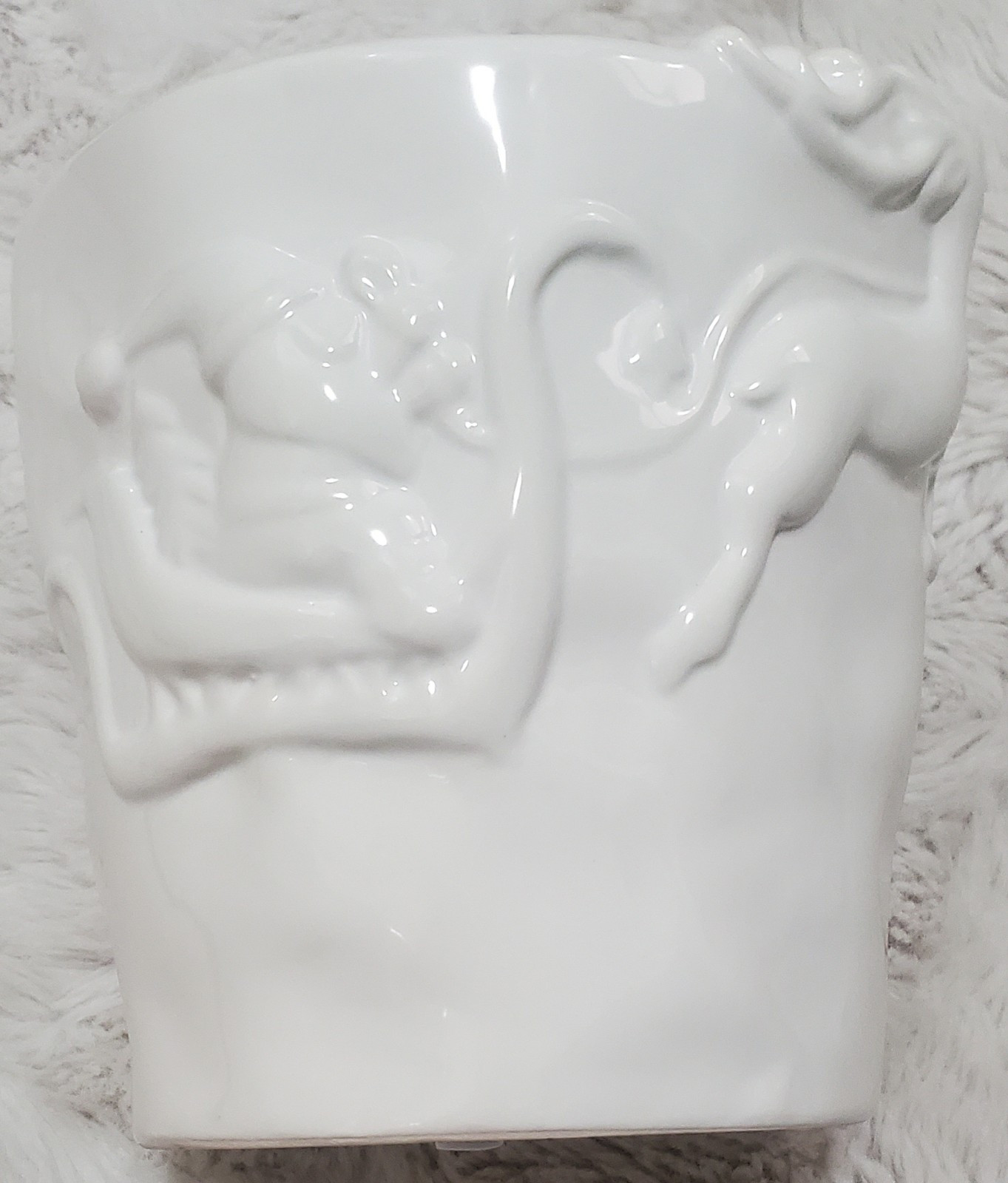 Napco Embossed Sleigh and Reindeer Small Standing Planter Pot