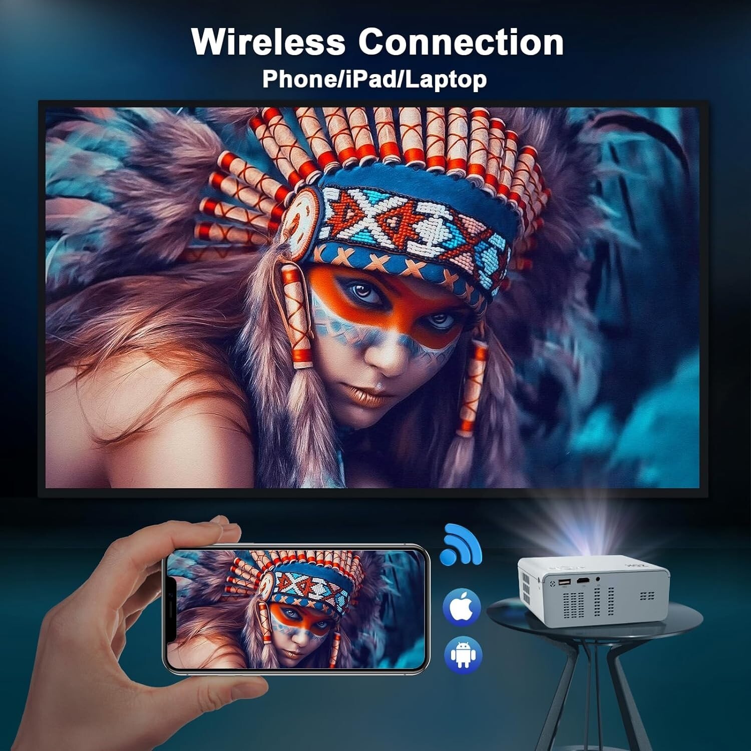 Mini Projector With Wifi 1080P Full HD Projector,